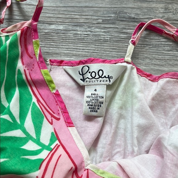 Lilly Pulitzer Pink and Green Floral Blouse Sizes 4 - Picture 2 of 6